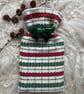 Mini Hot Waterbottle - Red & Green. Handwoven in Wales - Image 4