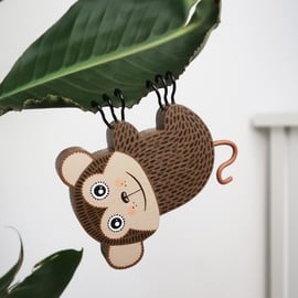 Hanging monkey plant decoration, crazy plant lady gift, cute animal ornament.