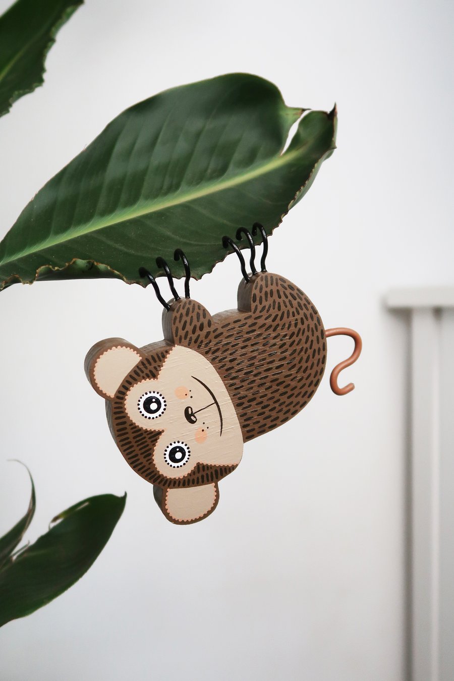 Hanging monkey plant decoration, crazy plant lady gift, cute animal ornament.