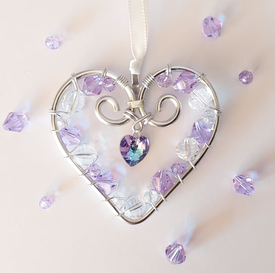 Handmade Heart Sun Catcher Hanging Decoration Gift 