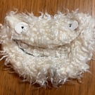 Monster head purse in faux fur with Fimo eye buttons