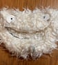 Monster head purse in faux fur with Fimo eye buttons