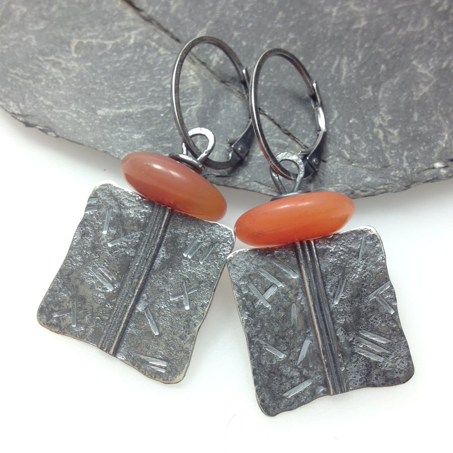 Carnelian and silver Core earrings