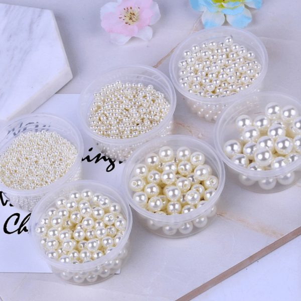 3mm-12mm, Pure White & Ivory Round Beads with Hole