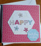 Happy Birthday Card - Stitched Floral Design