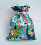Christmas Gift Bags - Floral Festive Dinosaurs reusable fabric mini sack - Image 2