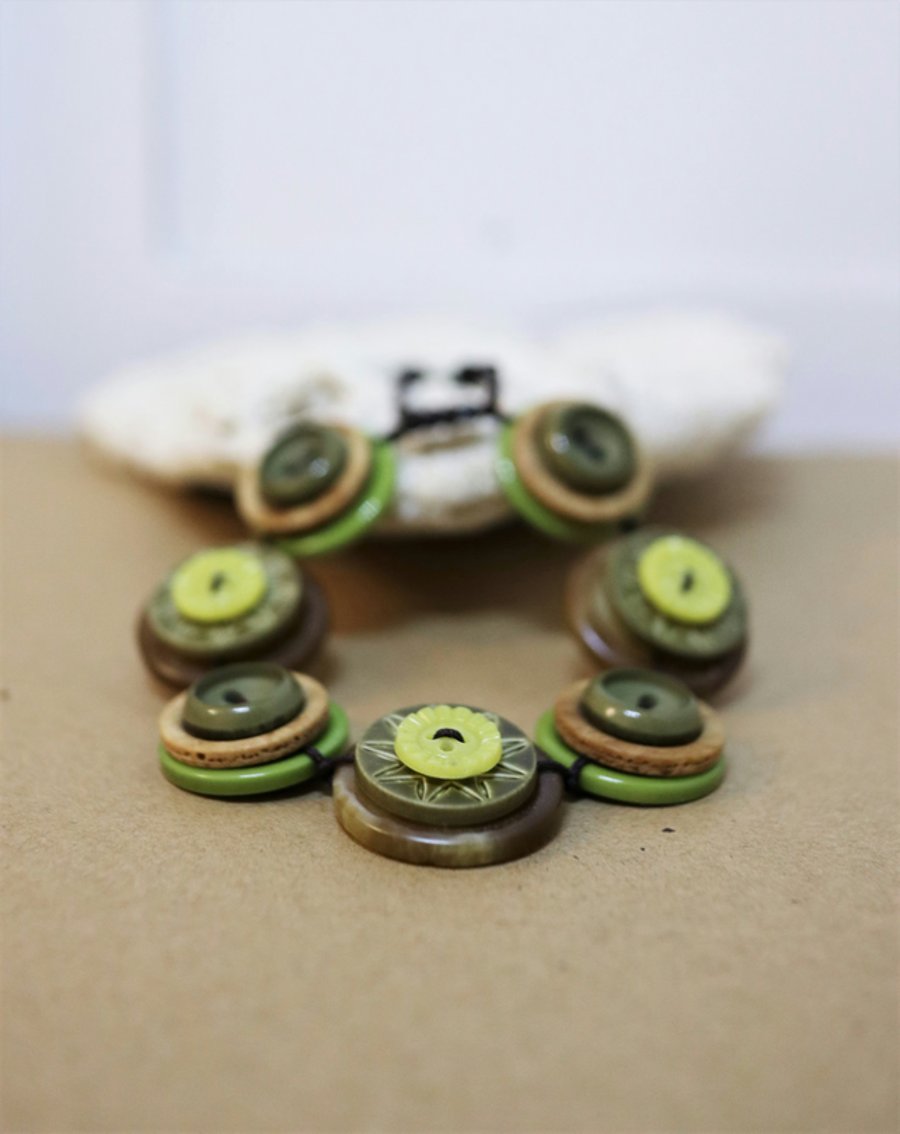 Autumn leaves color theme - Vintage Button Adjustable Bracelet - Valentine's day