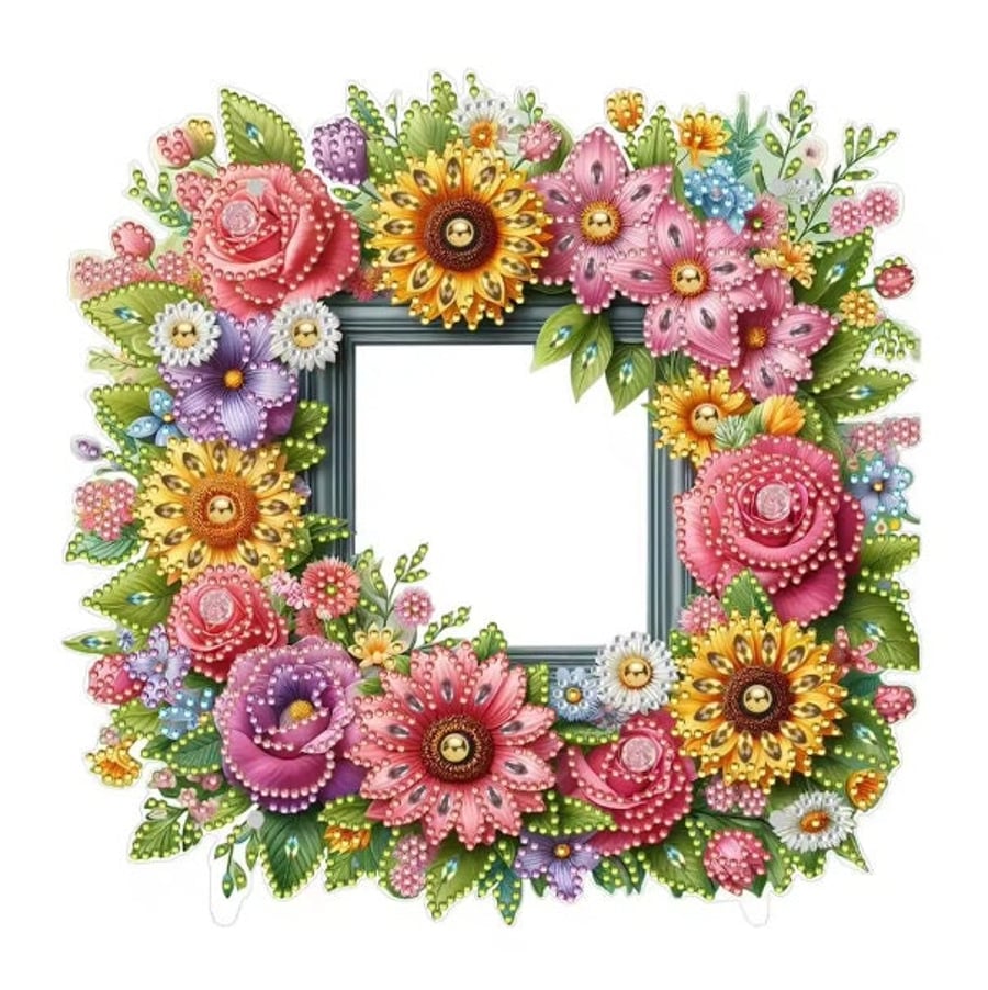 5D DIY Floral Photo Frame Diamond Painting Kit Crystal Embroidery Rhinestone Acr