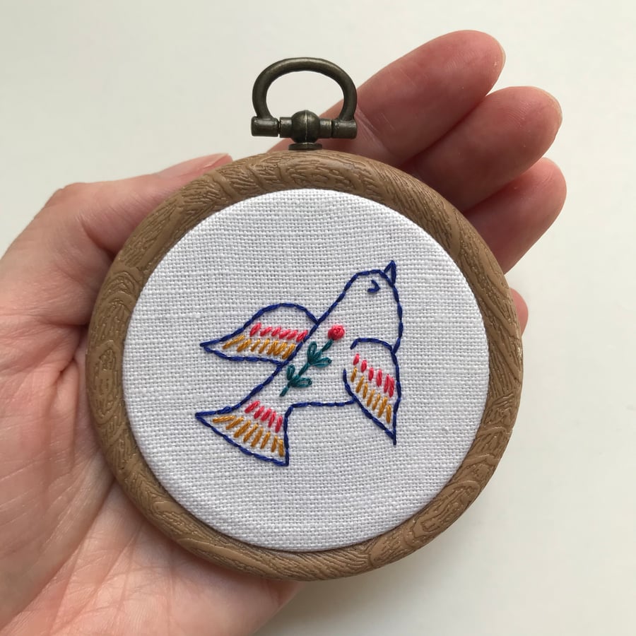 Bird of Hope Hand Embroidered Decoration