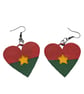 Burkina faso flag earrings, love Burkina faso  loveheart jewellery,african queen - Image 2