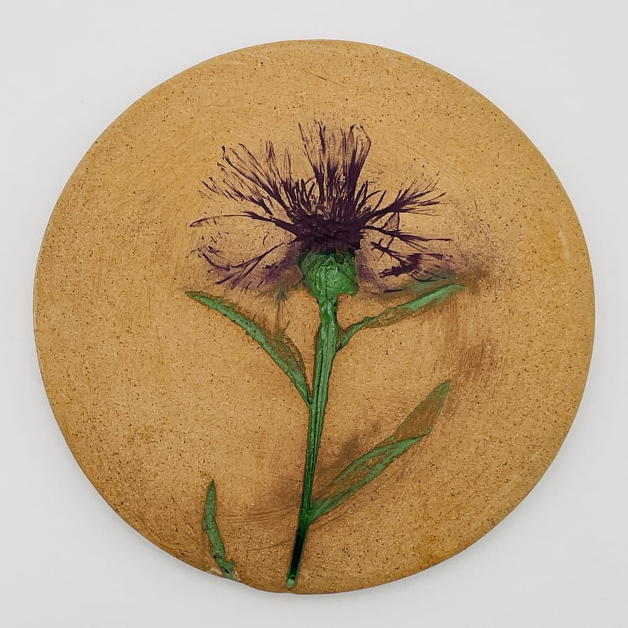 NEW!  One-of-a-kind wild thistle embossed coaster