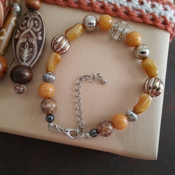 Handmade bracelet made using pre-loved beads.