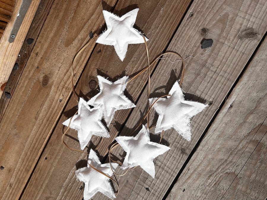 Starry Night organic linen  Christmas garland