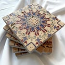 Boho Moroccan Marble Coasters – Handmade Tumbled Stone Rustic Coasters Set of 4