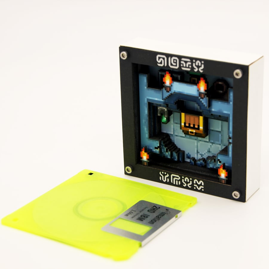 Retro Gamer 3D Pixel Art - Dungeon Glyph. - Miniature Customisable Shadow Box
