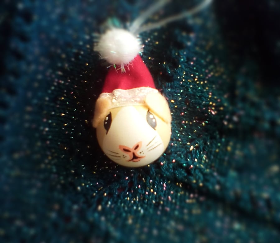 Guinea Pig Christmas Bauble Hanging Decoration x1