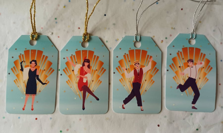 Set of 4 Art Deco Inspired Gift Tags