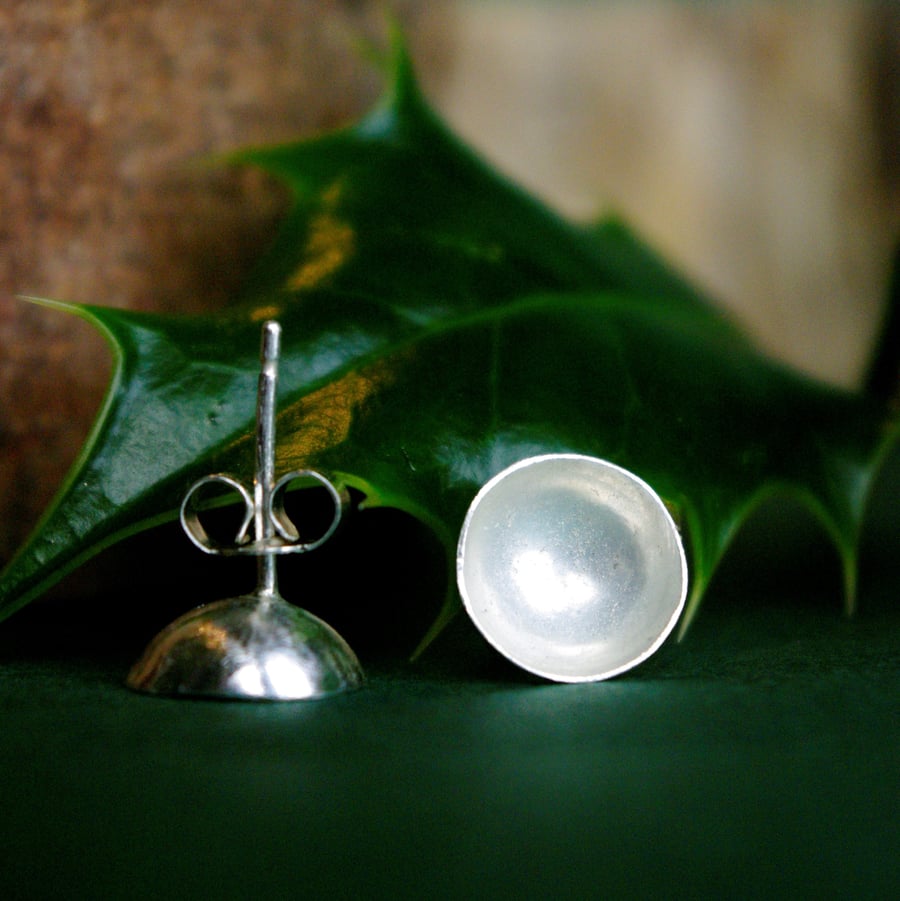 Silver Acorn Cup Studs