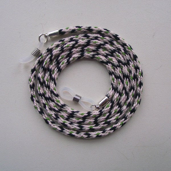 Kumihimo Braided Cotton Glasses Strap or Cord Pink, Green, Black