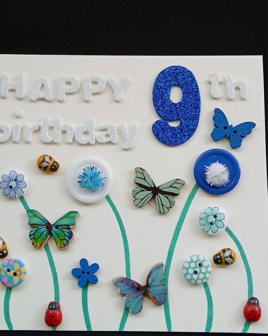 Handmade 9th birthday card 