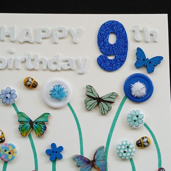 Handmade 9th birthday card 