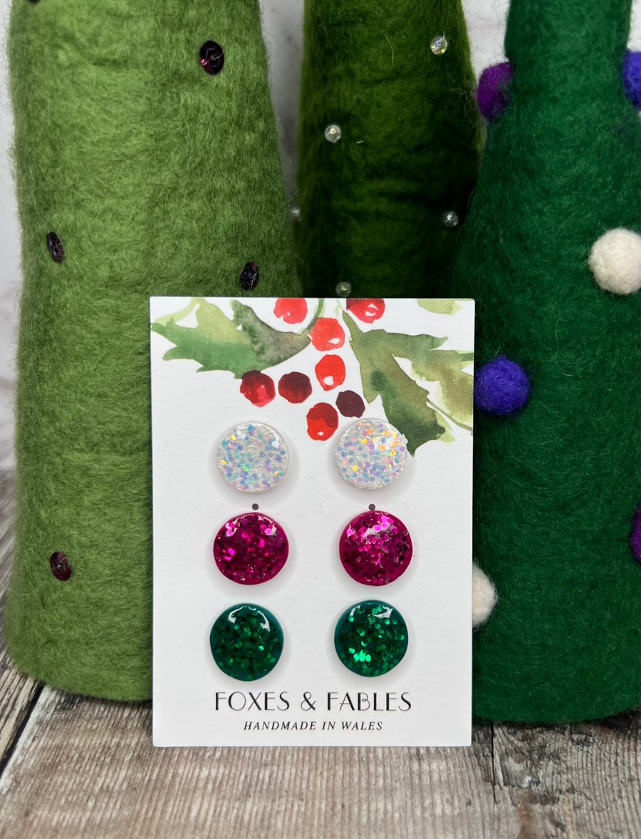 Set of 3 sparkly studs set 1