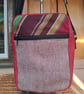 Red canvas and stripy tweed bag