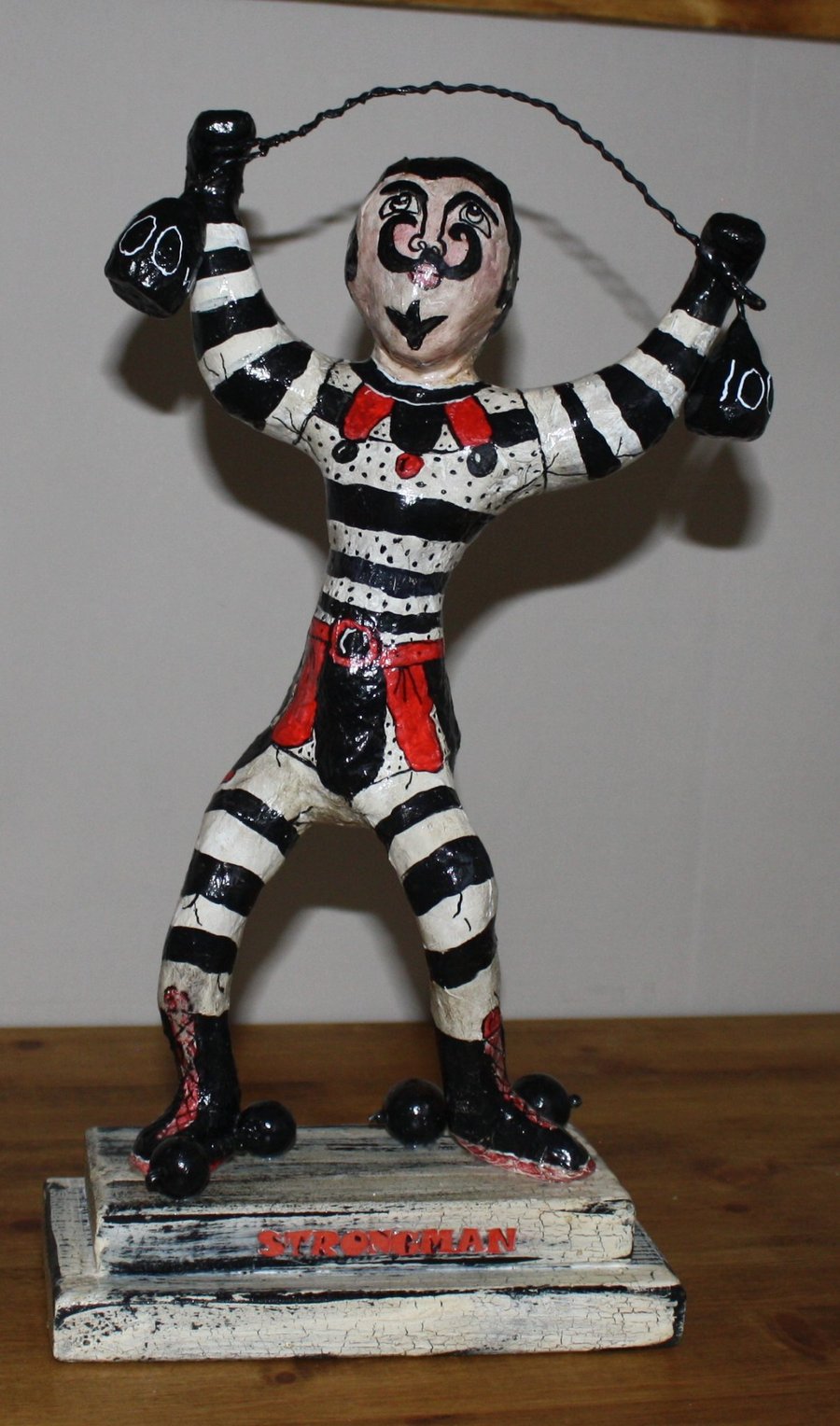 OLD TIME CIRCUS STRONGMAN, UNIQUE HANDMADE PAPER MACHE FIGURE, VINTAGE STYLE
