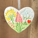Floral ceramic love heart
