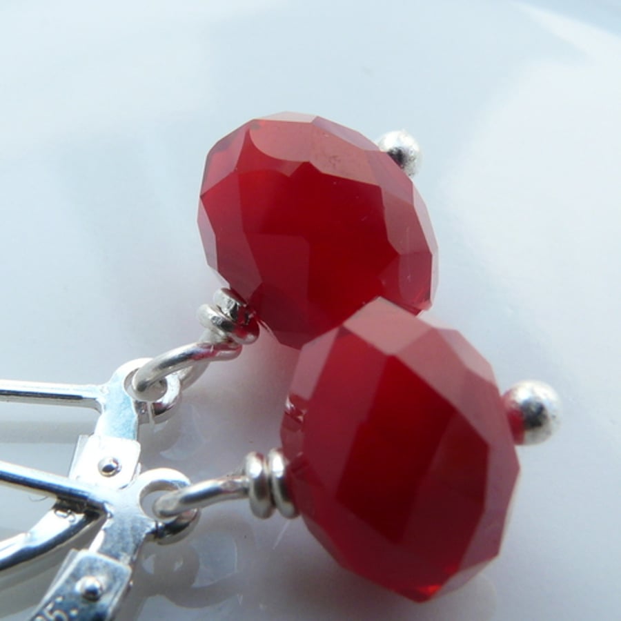 Crimson red handmade earrings