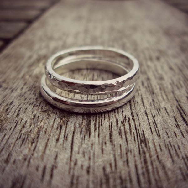 DUO - Sterling Silver ring stack, made for you, a gift for her