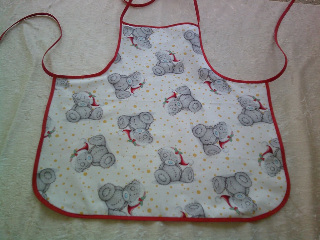 Grey Bear in Santa Hat Christmas Baby Apron