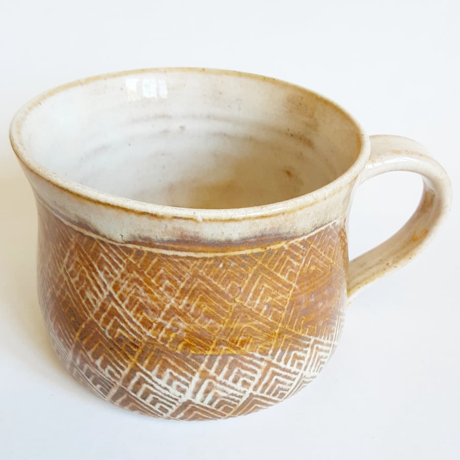 Caramel and Cream Mug - Hand Thrown Stoneware Ceramic Mug
