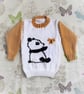 Aran Knitting pattern for girls with Panda and Butterfly Sweater and Mittens - Image 2