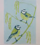 Bluetits - linoprint - Image 1