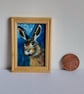 Moonlit Hare Miniature Original Oil Painting  - Image 1