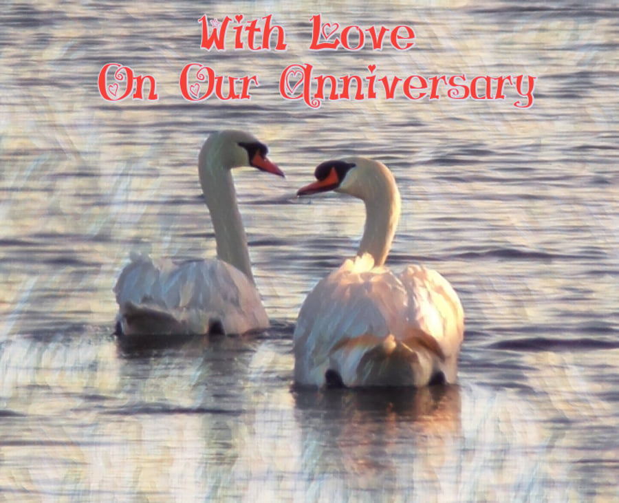 With Love On Our Anniversary Swan Card A5 