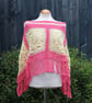 Vanilla and Flamingo Pink Crochet Poncho - Design A542