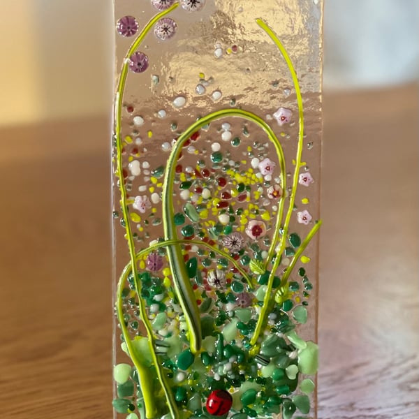 Fused glass ladybird tea light holder 