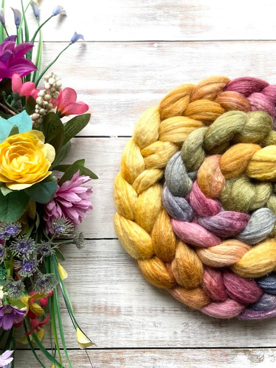 BFL, Rose Fibre and Alpaca blend Spinning fibre 100g Solstice
