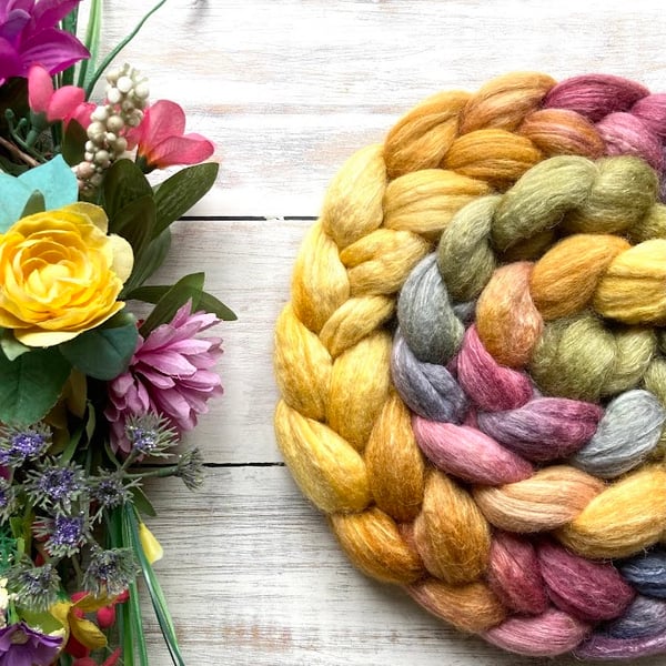 BFL, Rose Fibre and Alpaca blend Spinning fibre 100g Solstice