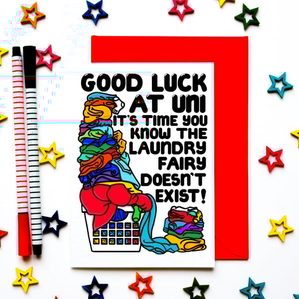 Funny University Good Luck Card, Off To Uni For Daughter, Son, Niece, Nephew