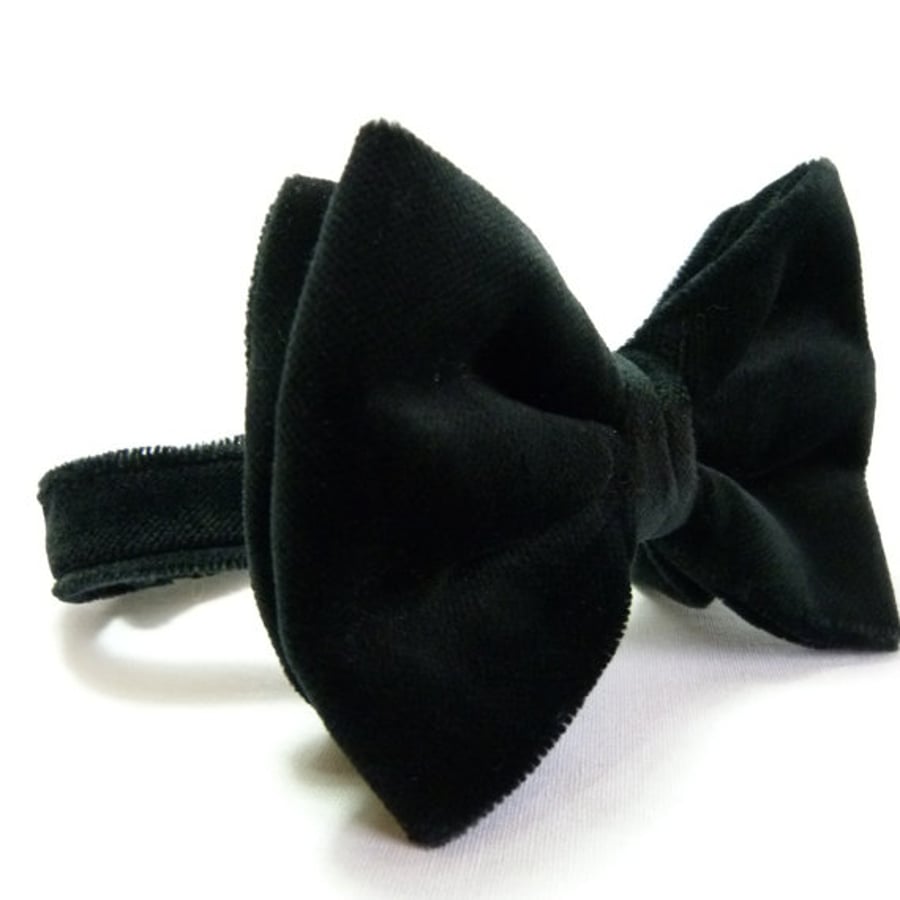 Oversized Bow Tie - Black Cotton Velvet, Mens Large Bow Tie