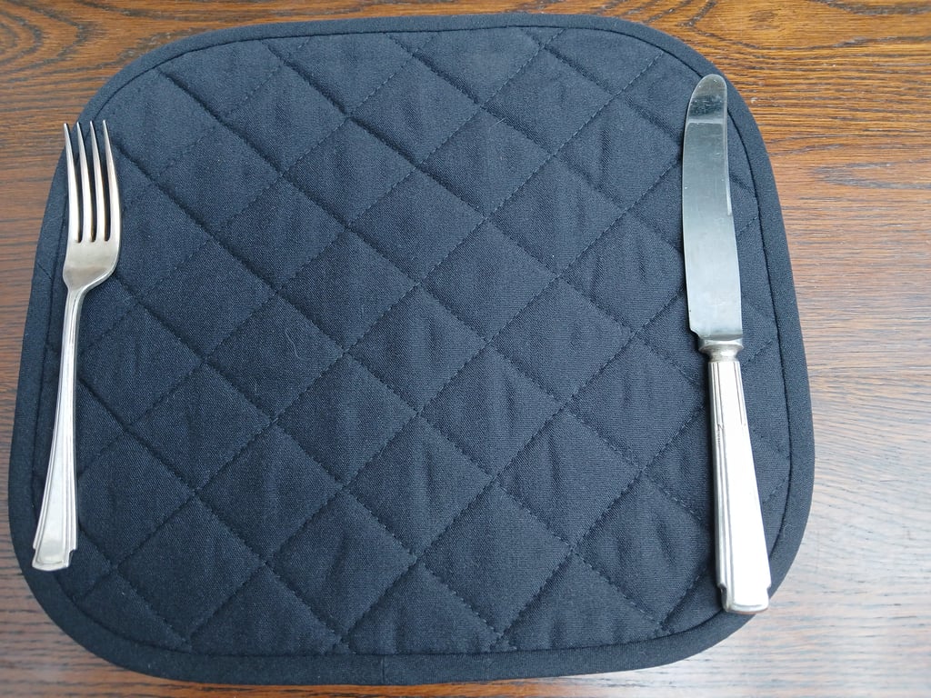 Placemat, Quilted Heat Resistant made in 100% Black Hotel Quality Cotton Fabric
