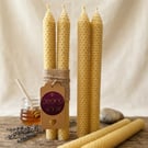 Set of 2 Tall Rolled Beeswax Taper Candles 24 cm Natural Handmade