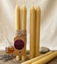 Set of 2 Tall Rolled Beeswax Taper Candles 24 cm Natural Handmade