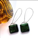 Glittery green aventurine glass earrings. 