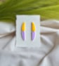 Yellow and Lilac Acrylic Earrings - Linear Curved Dangles