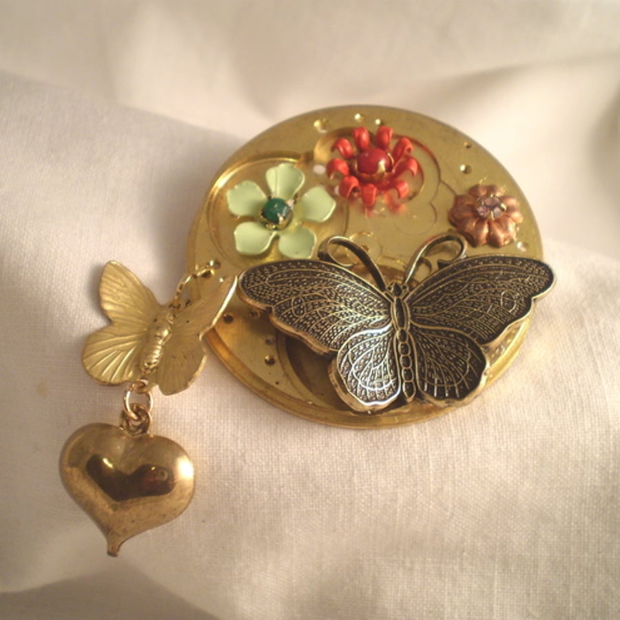 Steampunk "My Butterfly Heart" Brooch