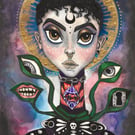 Silenced - Original Dark Fantasy Mixed Media Portrait - Sold Unframed